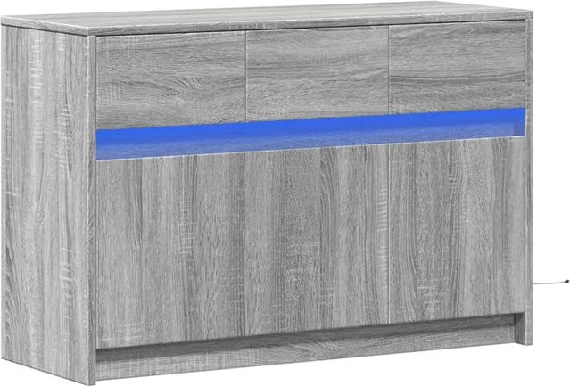 vidaXL TV-Schrank mit LED-Beleuchtung in Grau Sonoma, B/T/H: 91 x 34 x 61 cm - Bild 1