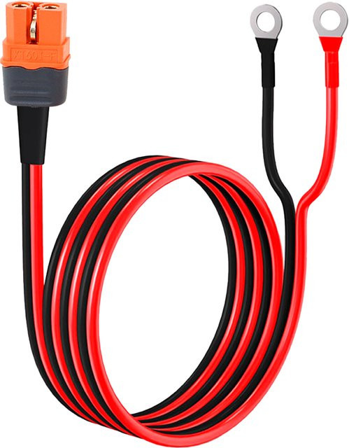 XT60 auf O-Ring Anschlusskabel mit XT60i Buchse und M8 O-Ring Anschlussstecker in Rot, Silikonkabel 12AWG/10AWG - Bild 1