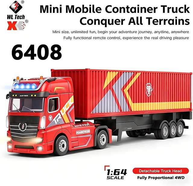 WLtoys Container-LKW, ferngesteuert, 1:64, mit LED und Dreigangschaltung - Bild 1