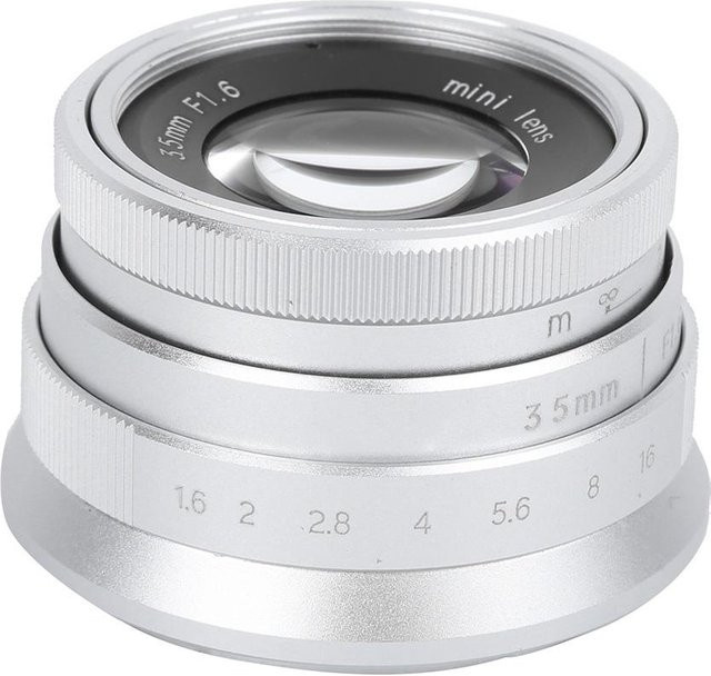 NEWYI 35mm F1.6 Mark II Festbrennweite mit großer Blende für M4/3-Mount, Silber - Bild 1