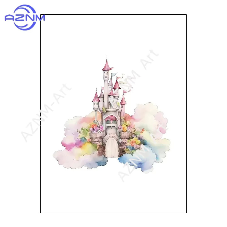 KAYOU Minimalistische Leinwandmalerei für Kinderzimmer mit Ballerina, Einhorn, Schloss und Waldtieren in Mehrfarbig - Bild 2