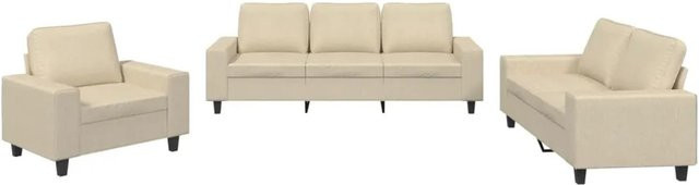 vidaXL 3-teilige Sofagarnitur modern in Beige mit Stoffbezug und passenden Kissen - Bild 1