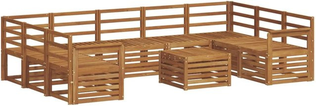 vidaXL Gartenmöbel Set 10-teilig aus Akazie Massivholz in Braun mit Tisch und Ecksofa im U-Shape Design - Bild 1