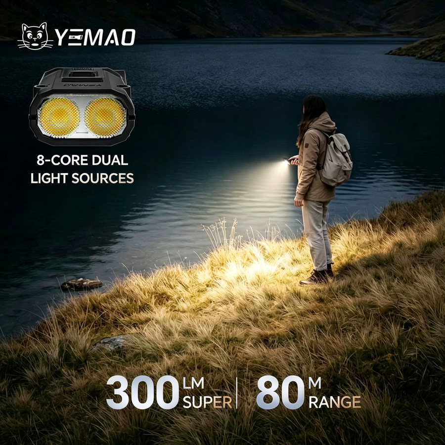 YEMAO M12 EDC Schlüsselanhänger-Taschenlampe mit 300 Lumen, USB-C aufladbar und Leistungsanzeige - Bild 2