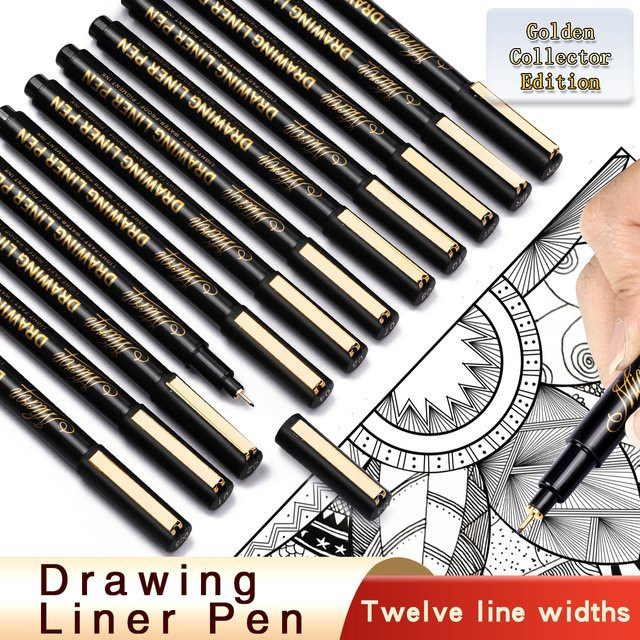 Haile Manga Marker Set mit Brush und Fine Nadelspitze in Schwarz für Skizzen und Kunstzeichnungen - Bild 1