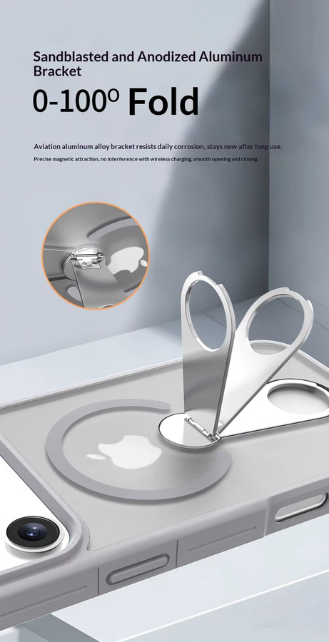 Transparente kabellose Ladehülle für Apple iPhone mit 360 Grad drehbarer Halterung - Bild 2