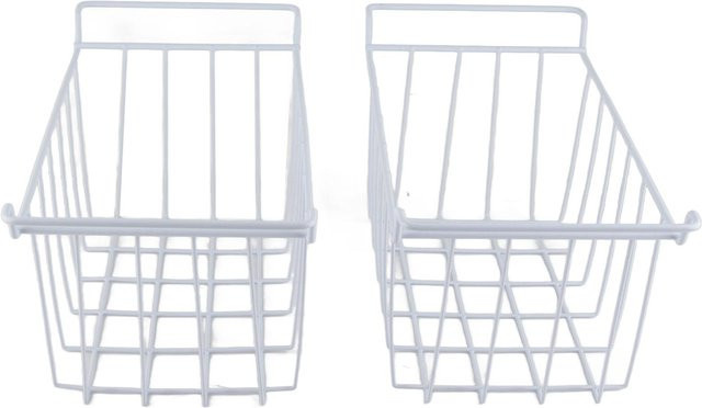 Aimo 2er Set Draht-Aufbewahrungskörbe für Kühlschrank und Gefrierschrank mit Griffen, Weiß, B: 20 cm, T: 39 cm, H: 20 cm - Bild 1
