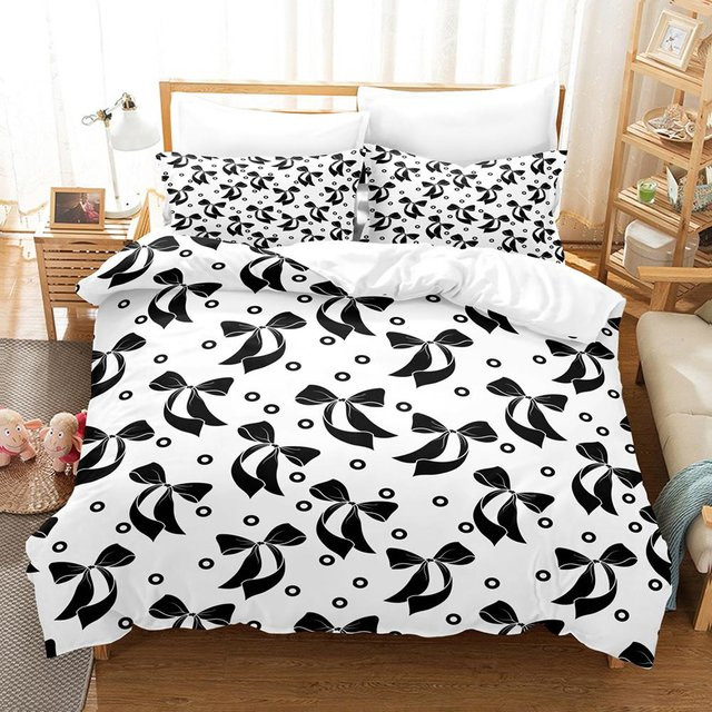 JMG Household Supplies Bettwäscheset mit Schleifen-Design, weiß, Microfaser, bestehend aus Bettbezug und Kissenbezügen, B/T: 240 x 210 cm - Bild 1