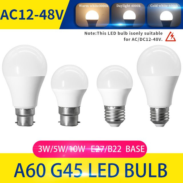 10er Set LED-Glühbirnen AC/DC 12V 24V 36V 48V E27 Warmweiß - Bild 1