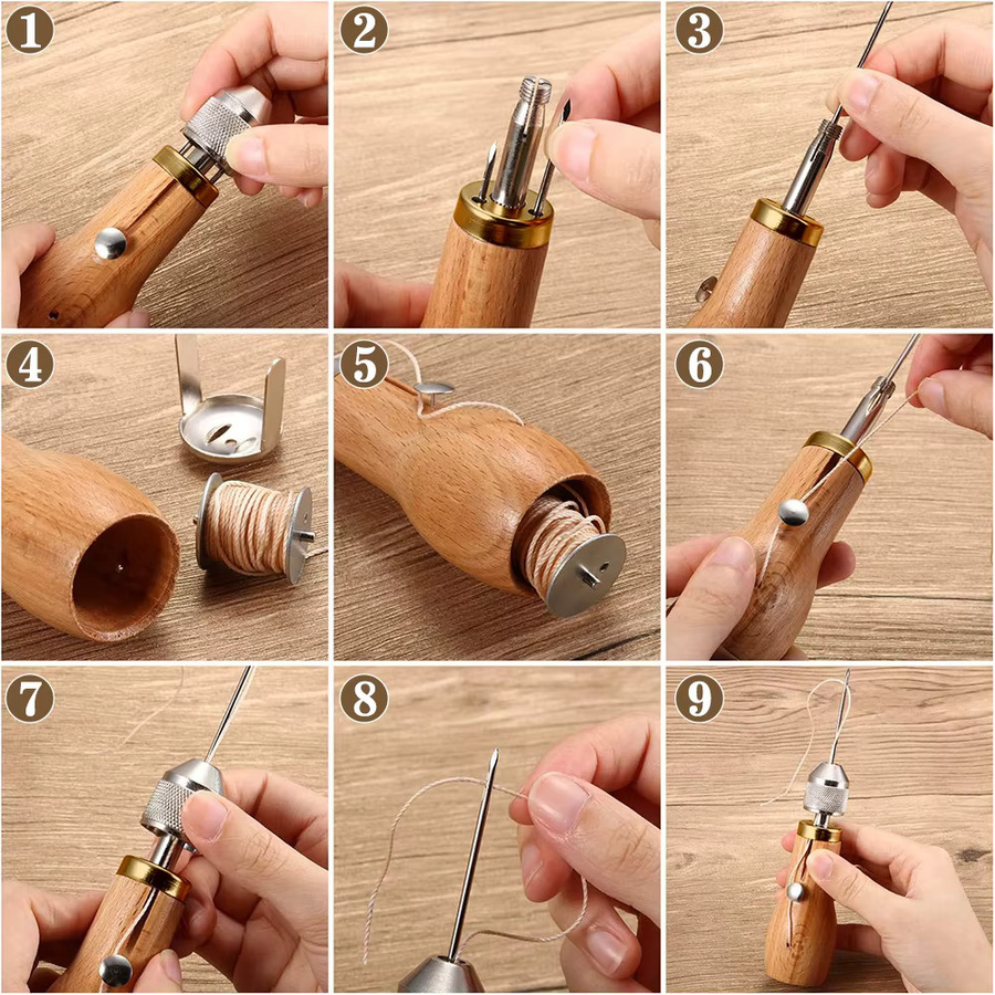 Speedy Stitcher Nähen Ahle Kit zur Reparatur von Leder und schweren Stoffen mit Nadeln, Spule, Wachsfäden und Tasche - Bild 3