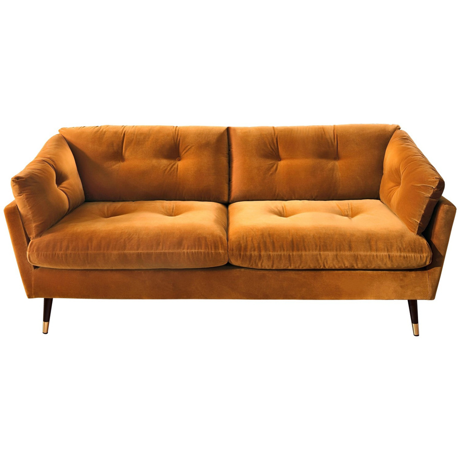 Mömax 2-Sitzer-Sofa Japan in Gelb mit Samtbezug und Federkern im Mid-Century-Stil, Breite: 206 cm, Höhe: 85 cm, Tiefe: 89 cm - Bild 2