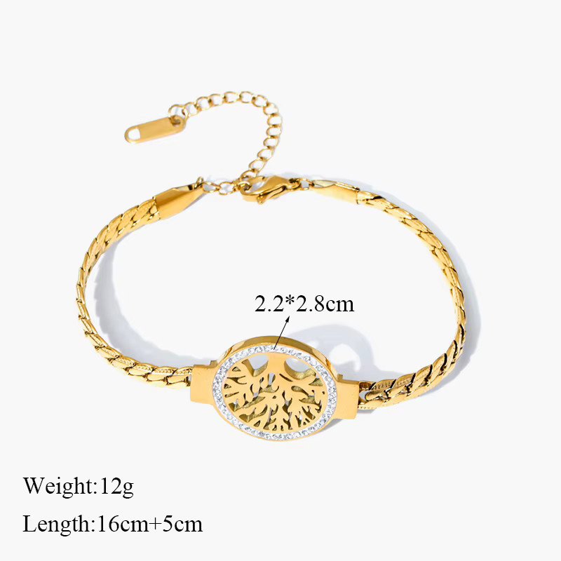 EILIECK Armband, Edelstahl, Gold, Baum des Lebens Charm, Damen - Bild 2