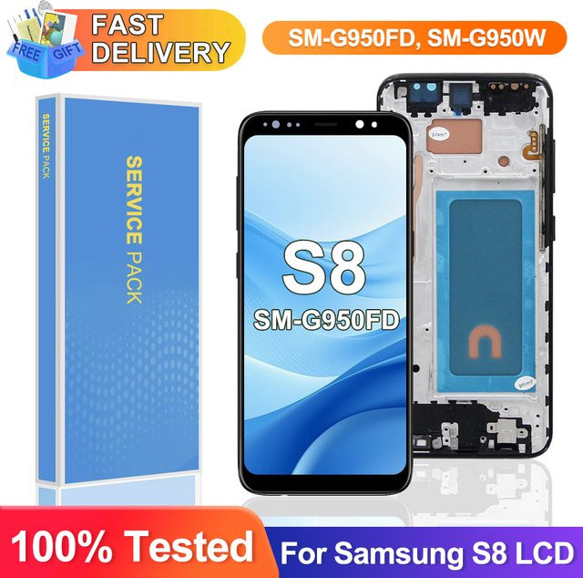 Samsung Galaxy S8 G950 SM-G950FD LCD-Display mit Rahmen und digitalem Touchscreen in Schwarz - Bild 1