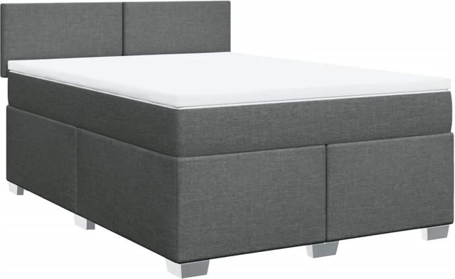 vidaXL Boxspringbett mit Matratze Hybrid-System und Taschenfederkern, Grau, B/T/H: 140 x 200 x 100,5 cm - Bild 1