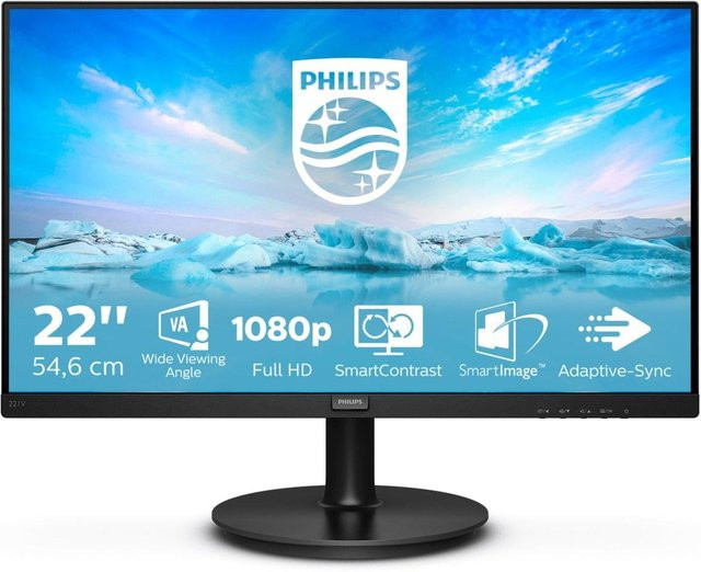 Philips LED-Monitor 221V8A/00 Full HD, 21,5 Zoll, Schwarz - Bild 1