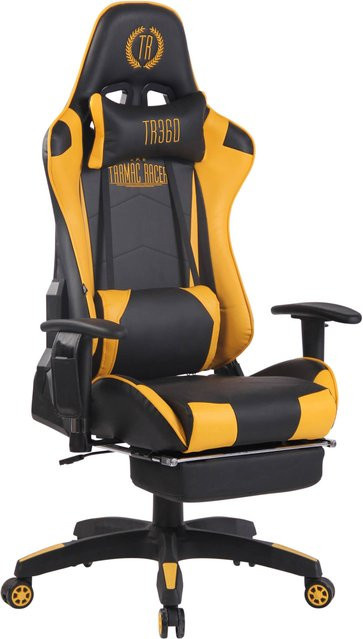 TPFLiving Gaming Bürostuhl Turbine XFM aus Kunstleder in Schwarz/Gelb mit Kopfstütze und Armlehnen - Bild 1