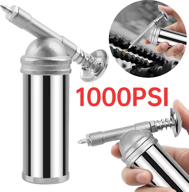 Mini Fettpresse Handbetrieb mit 80cc Kapazität und 1000psi Ausgangsdruck in Silber für Fahrrad und Handwerkzeuge - Bild 1