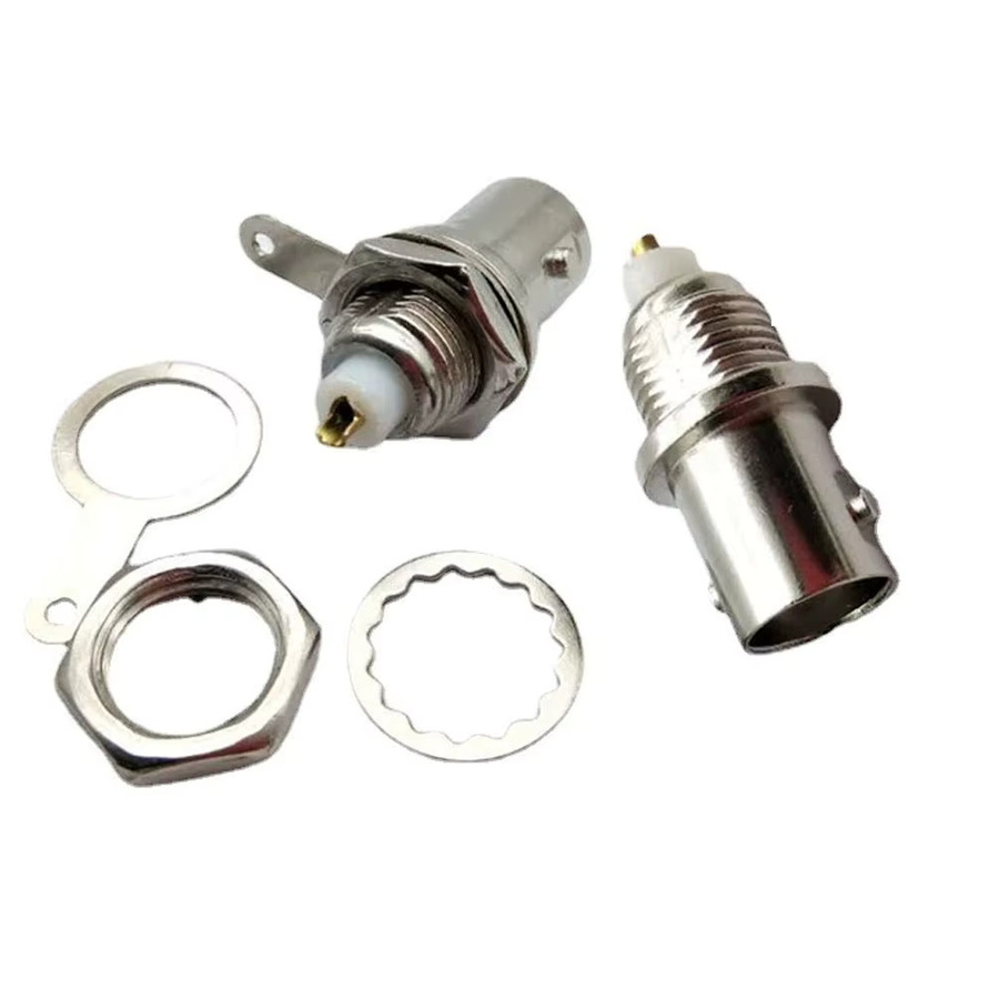 FRHY BNC-Stecker weiblich für Schalttafelmontage mit Lötanschluss, 50 Ohm, Farbe: Silber - Bild 2