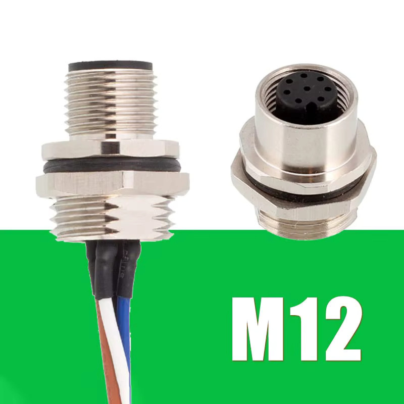 DIVEDEER M12 A-Typ Steckverbinder Kabel IP67 Wasserdicht Abgeschirmt in Silber mit 30 cm Kabellänge - Bild 2