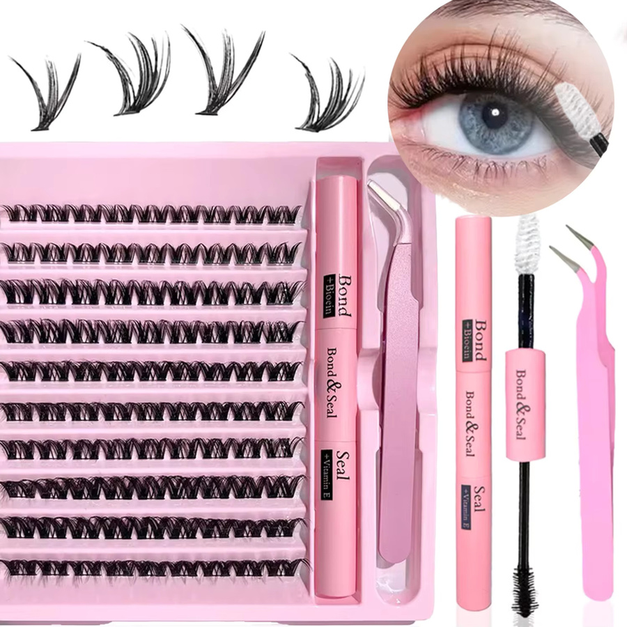 JUJU Dream DIY-Wimpernverlängerungsset, Wimperncluster, Bindung und Siegelkleber, Pinzette und Applikatorbürste - Bild 2