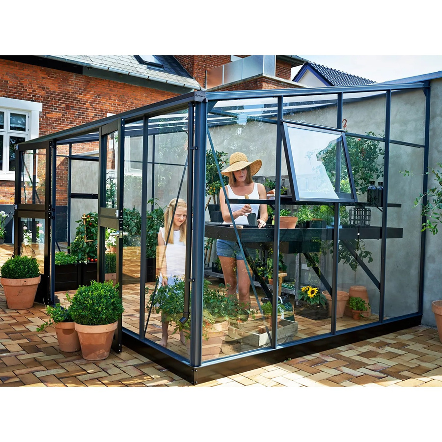 Juliana Gewächshaus Veranda 12 Pultdach in Anthrazit mit Polycarbonat und Aluminium - Bild 2