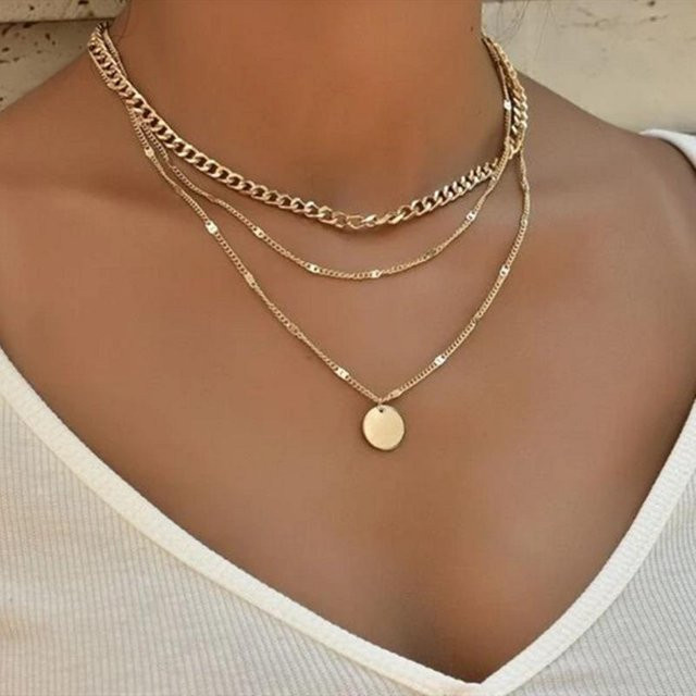 Halskette Vintage, Gold, Zinklegierung, Damen - Bild 1
