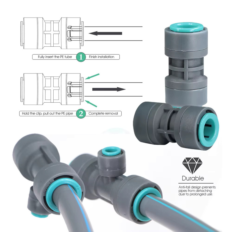 MUCIAKIE PE Schlaucharmaturen und Wasseranschluss-Adapter 3/8 Zoll für 9/12mm PE Rohre mit Reduzierstück, T-Stück und Winkelarmaturen aus Kunststoff - Bild 2