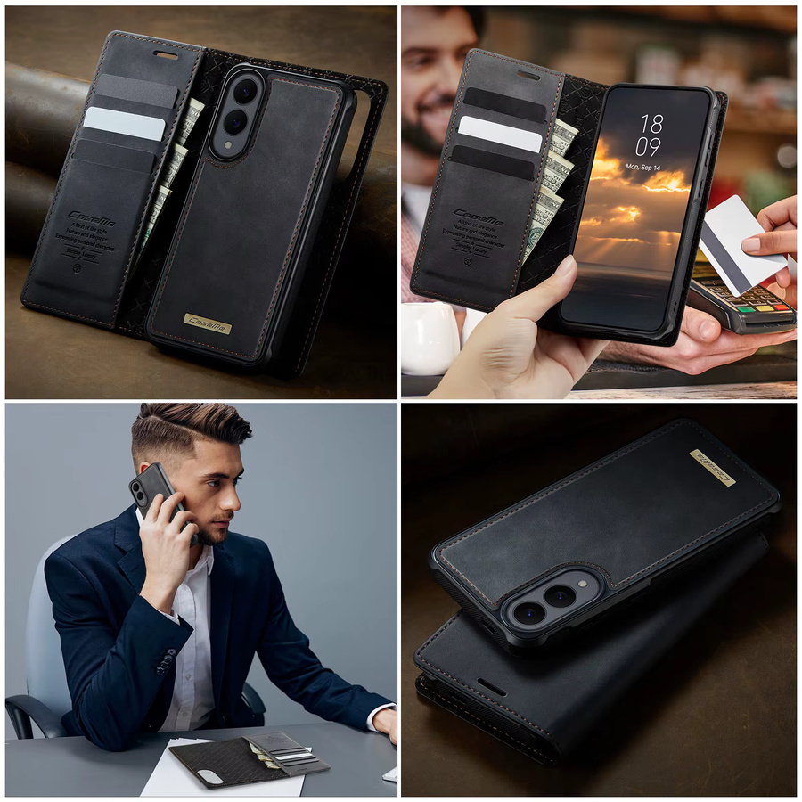 2-in-1 Magnetische Lederhülle für Samsung Galaxy S25 S26 S24 S23 S22 S21 S20 5G mit Brieftaschen-Funktion und kabellosem Laden in Schwarz oder Rot - Bild 4