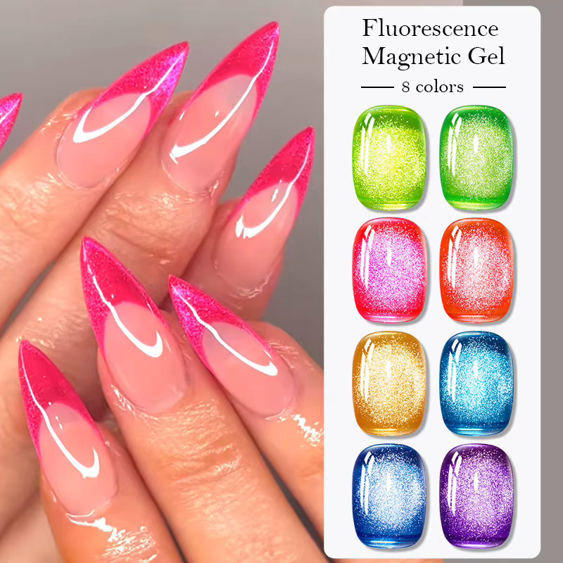 MEET ACROSS Magnetischer Cat Eye Gel Nagellack, Orange Rosa, 7 ml - Bild 2