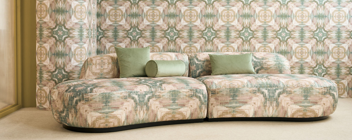 Clarke & Clarke Tapete Kalia Abstract in Mineral/Blush Pink Multicolour Vlies-Tapete - Bild 1