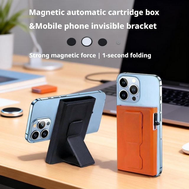 DO AS YOU WISH Magnetische MagSafe Kartenbrieftasche mit Pop-up Push Button und Telefonhalterung - Bild 1