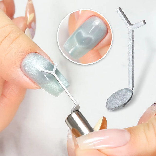 YIKOOLIN Nagelkunstwerkzeug-Set, 2-teilig, magnetisch, Herz- und Katzenaugen-Design - Bild 1