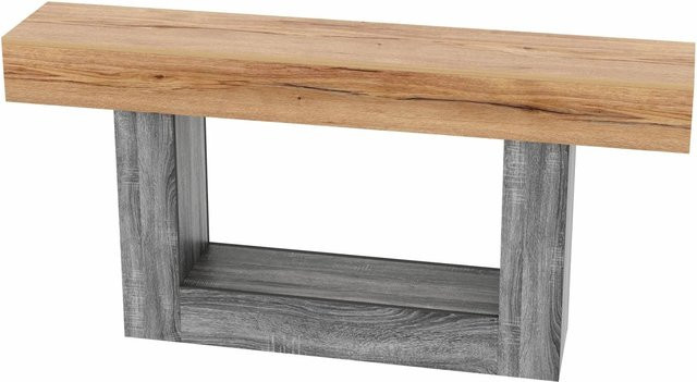 okwish Konsolentisch Wabi Sabi in Holzoptik, zweifarbig Grau und Braun, B/T/H: 160 x 30 x 82,5 cm - Bild 1