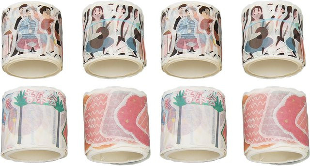 GoolRC Washi Tape Set mit 8 Rollen Japanischem Papierklebeband in Weiß und Mehrfarbig, Breite: 35 mm - Bild 1