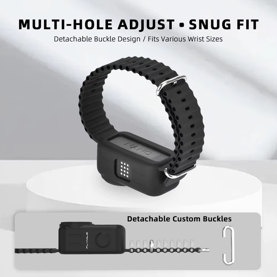 Flymile Erweiterungsband Silikonhülle für DJI Osmo Nano in Schwarz mit Handschlaufe und stoßfestem Schutz - Bild 3
