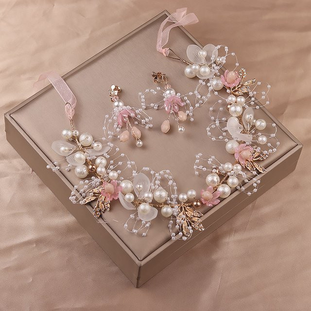 FirstStar Haarschmuck, rosa Blume, Perlen, Kristall, Damen - Bild 1