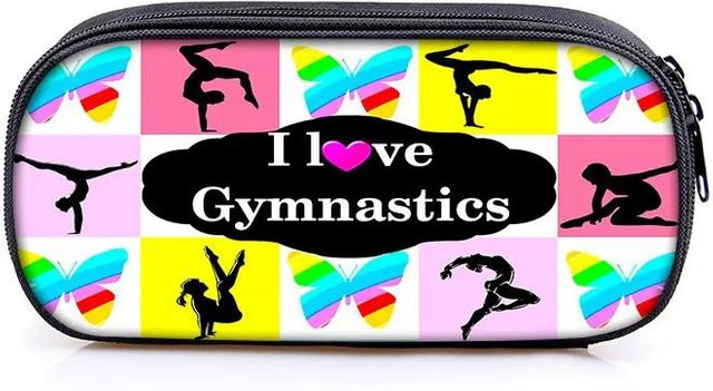 Fancy Style Studio Kosmetiktasche und Federmäppchen aus Leinwand mit Gymnastik Kunst Druck in Multicolour - Bild 1