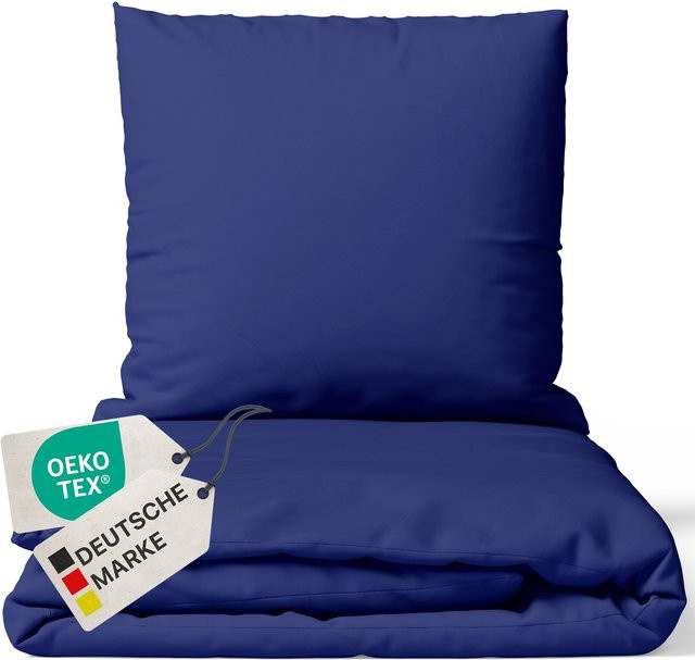 NYVI Bettwäsche Set DreamScience aus Mikrofaser in Navyblau, atmungsaktiv und weich, mit Reißverschluss, B/T/H: 155 x 220 cm und 80 x 80 cm - Bild 1