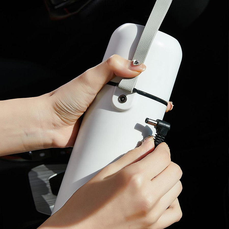 Pure Living Co. Elektrischer Auto-Heizbecher mit Rührfunktion und LCD-Display, Edelstahl, Weiß, 420 ml - Bild 5
