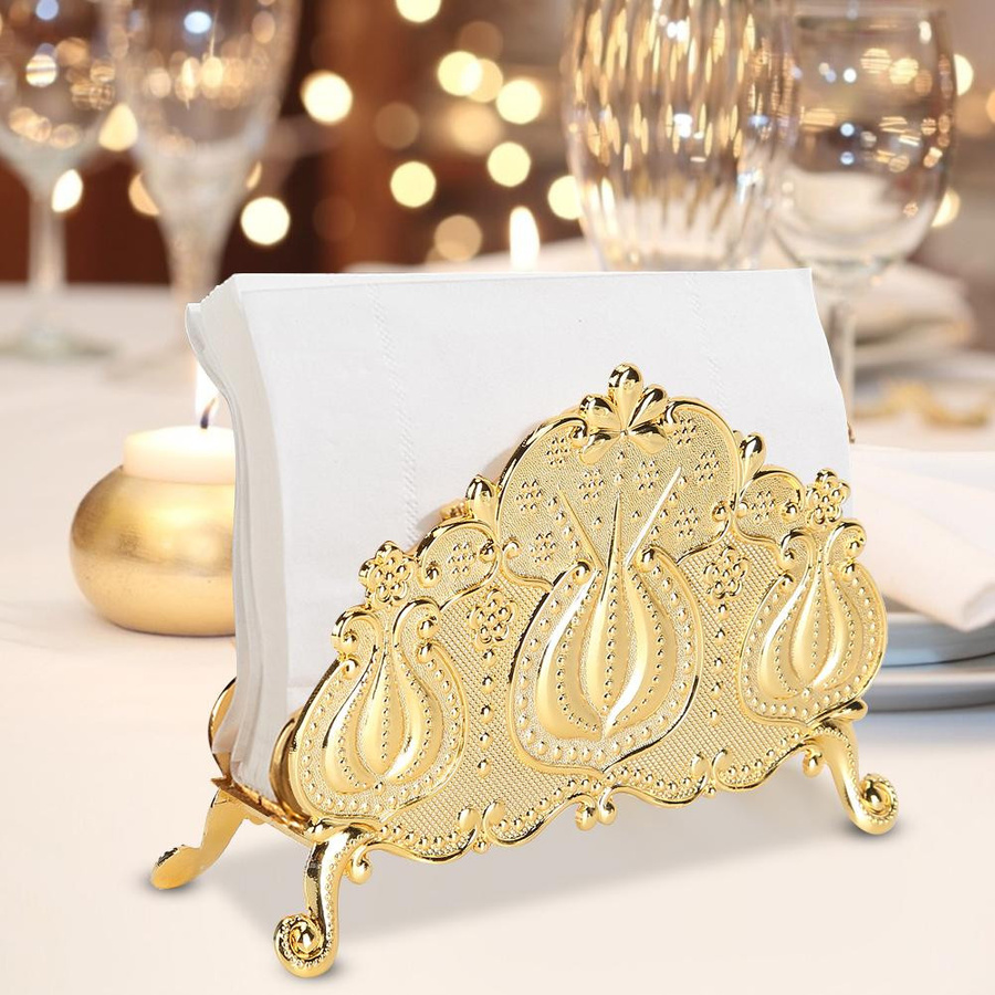 KONNWEI Serviettenhalter aus Zinklegierung in Gold für Tischaufstellung - Bild 2
