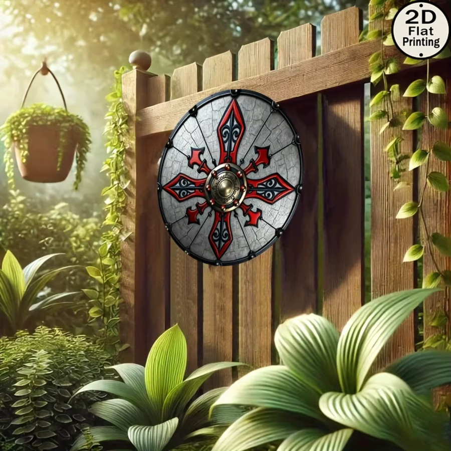 CIFBUY Wikinger Metall-Wandkunst Schild, rund, geometrisches Design, Mehrfarbig, Durchmesser: 20,3 cm - Bild 5