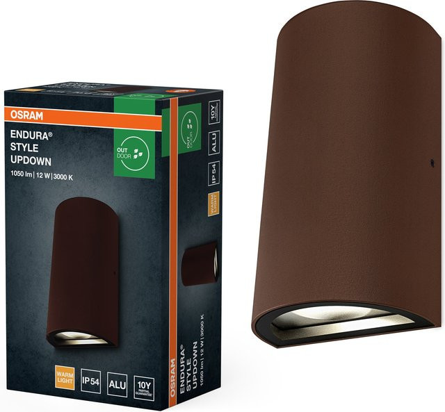 ENDURA Style UpDown Außenwandleuchte in Braun mit LED, 12 W, 700 lm, 3000 K Warmweiß, IP54, Höhe: 16 cm - Bild 1