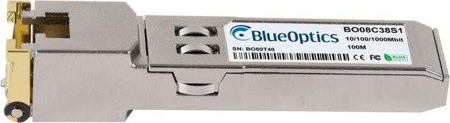 BlueOptics SFP Transceiver BO08C38S1 kompatibel mit Alcatel-Lucent 1AB359780003, Kupfer RJ45, 10/100/1000BASE-T, 100 Meter, Silber - Bild 1