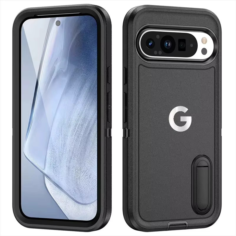 Robuste Hybrid-Schutzhülle mit unsichtbarer Halterung und Anti-Drop-Linsenschutz für Google Pixel 10, Pixel 9 Pro und Pixel 9 XL in Schwarz und Orange - Bild 7