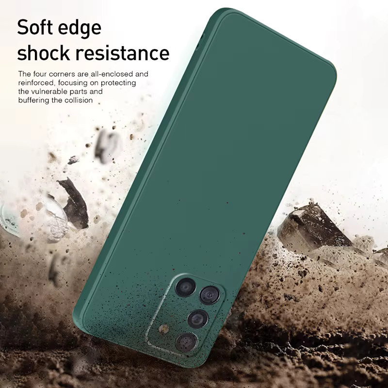 Quadratische Silikon-Schutzhülle für Samsung Galaxy S23 S22 Plus S22 Ultra S20 S10 S9 A52 A72 A50 A70 A51 A71 Note 20 Ultra in Blau und Grün - Bild 3