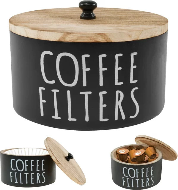 Willstar Kaffee-Filterpapier-Aufbewahrungsdose aus Holz in Schwarz für 50 Stück - Bild 1
