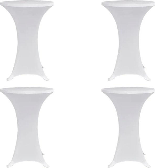 4er Set DELUKE Stretch-Stehtischhussen AMAU in Weiß, elastische Tischdecken für runde Stehtische, Durchmesser: 70 cm - Bild 1