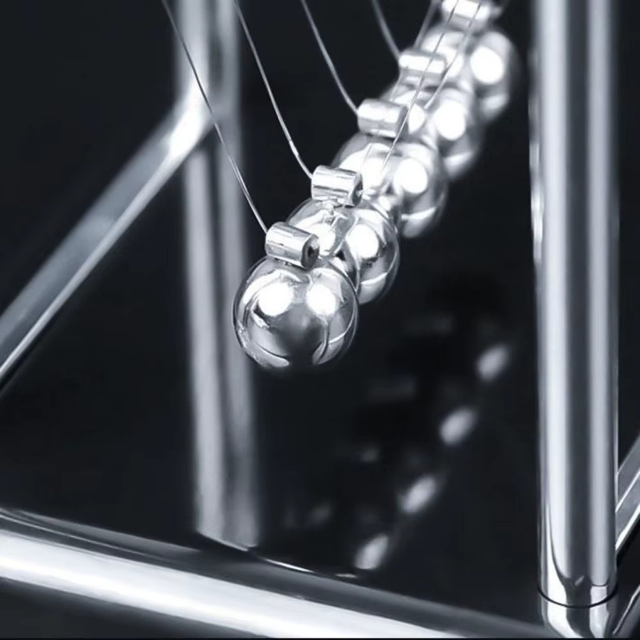 GUEN Newtons Wiege Stahlkugel-Balance-Modell, Physik-Wissenschaft Pendel, Metall, Grau - Bild 4