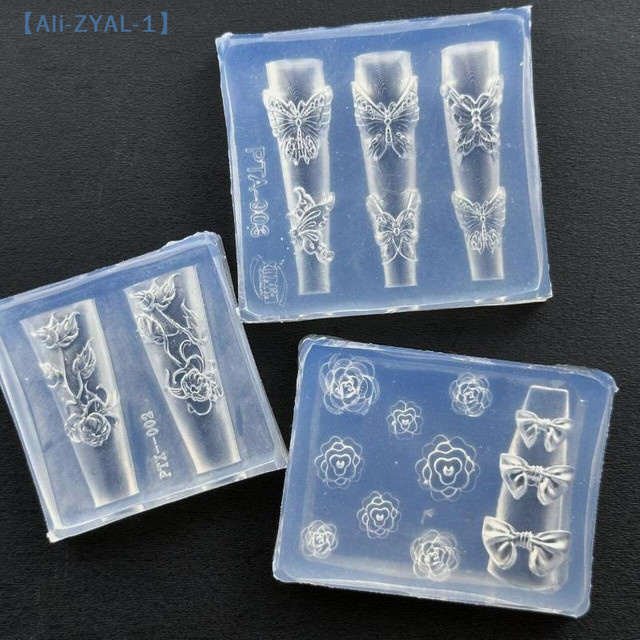 JETTING Nagel Schnitzform, Silikon, Blume und Schmetterling, Transparent - Bild 1