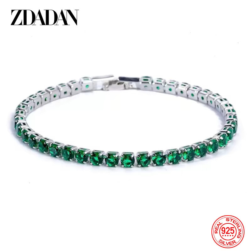 ZDADAN Armband 925 Silber, Bicolor, Grün, Zirkonia, Damen - Bild 4